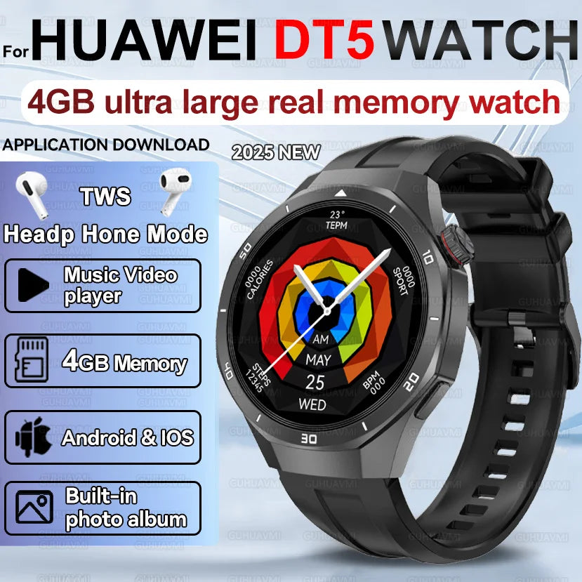 2025 New Smart Watch Men AMOLED Screen 4GB Memory Music Player GPS Sports Fitness Tracker IP68 Waterproof Smartwatches
