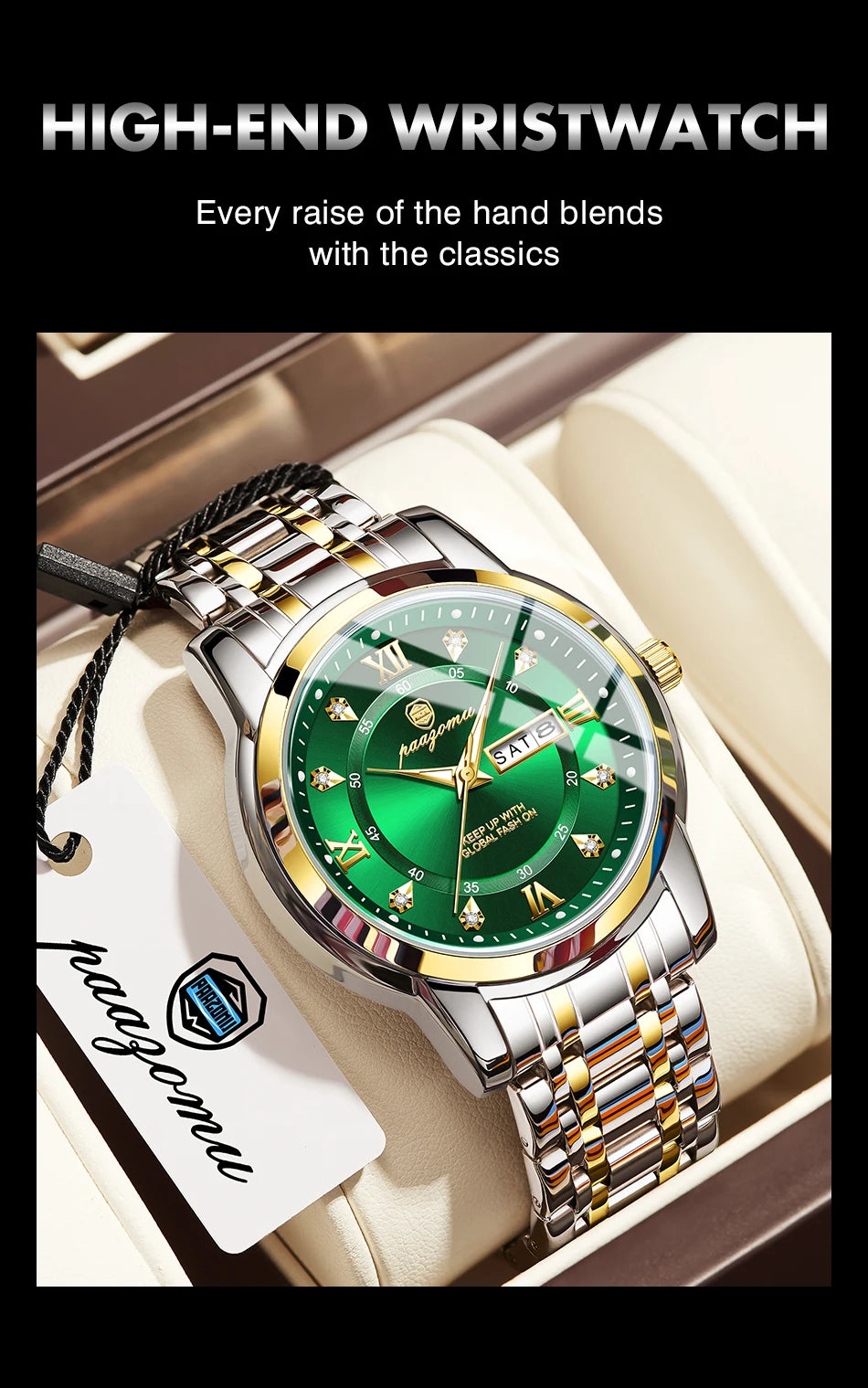 POEDAGAR Business Men Watch Date Week Waterproof Luminous Luxury Man Wristwatch Sports Stainless Steel Men's Quartz Watches Male