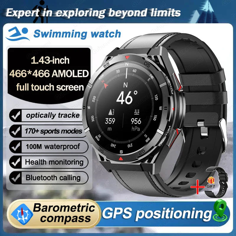 New Dual-band GPS 170+Sport SmartWatch Compass IP69 Professional Waterproof Swim Bluetooth Call Smart Watches For Man Women 2025