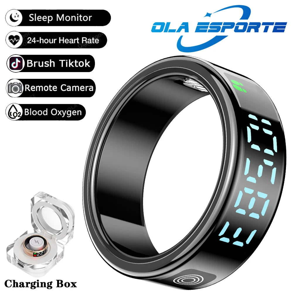 2025 New SR08 Smart Ring Men Women LED Display Screen Heart Rate Blood Oxygen Monitoring 5ATM Waterproof Multi Sports Modes Gift