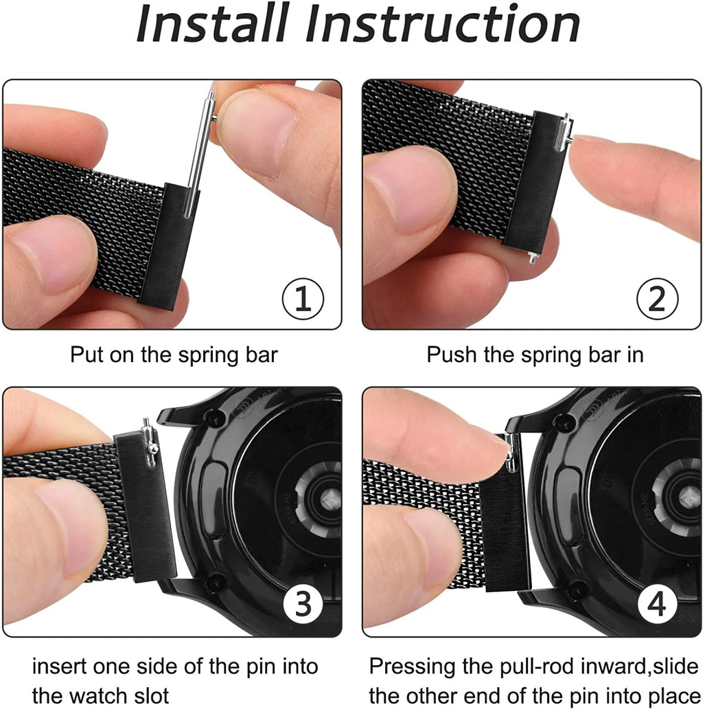 20 22mm Milanese Loop For Samsung watch 3 4 5 6/Active 2/S3 WatchBand For Garmin Forerunner 55 158 245 645 965 265 745 SQ2 MUSIC