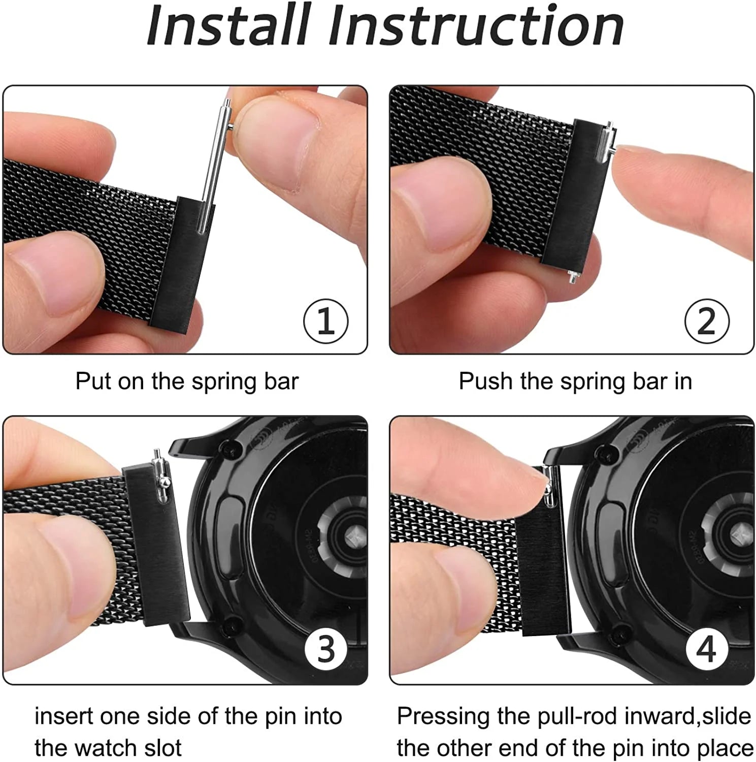 20 22mm Milanese Loop For Samsung watch 3 4 5 6/Active 2/S3 WatchBand For Garmin Forerunner 55 158 245 645 965 265 745 SQ2 MUSIC