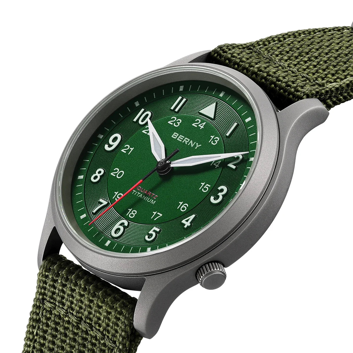 BERNY Titanium Watches for Men Super Luminous Sapphire Field Pilot Men's Watch Outdoor Quartz Wristwatch Lightweight 5ATM