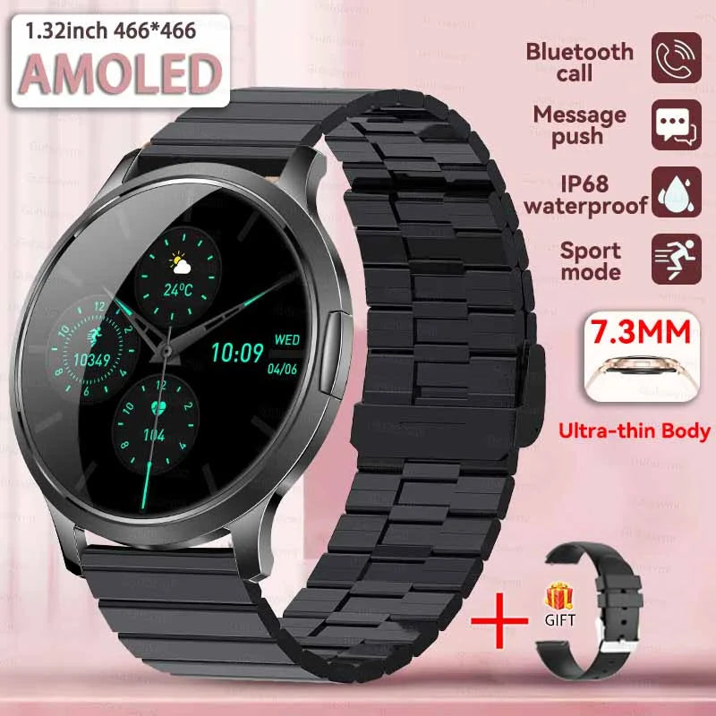 New Smart Watch Women 1.32"Ultra-thin AMOLED HD Screen Sport Fitness Bracelet Custom Watch Face Bluetooth Call Luxury Smartwatch