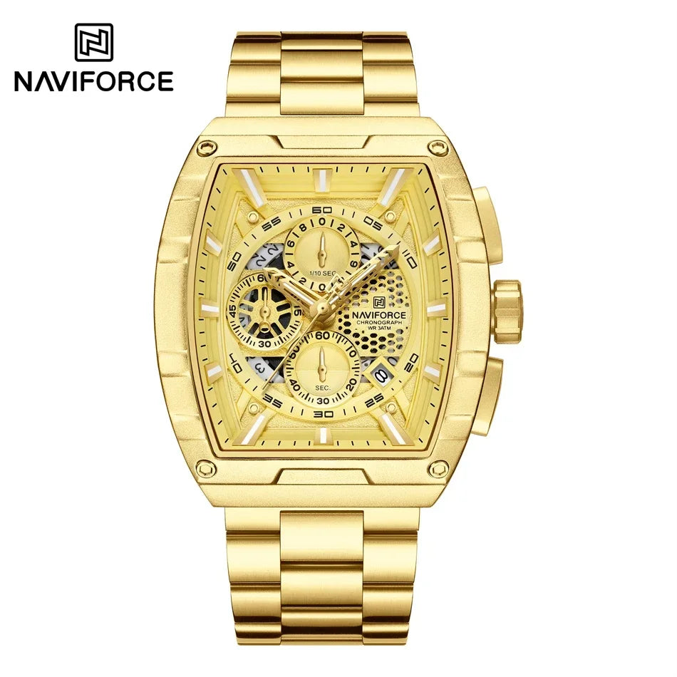 NAVIFORCE Top Brand Men's Watches Luxury Tonneau Quartz Wristwatch Waterproof Chronograph Watch for Men 2025 Auto Date Clock