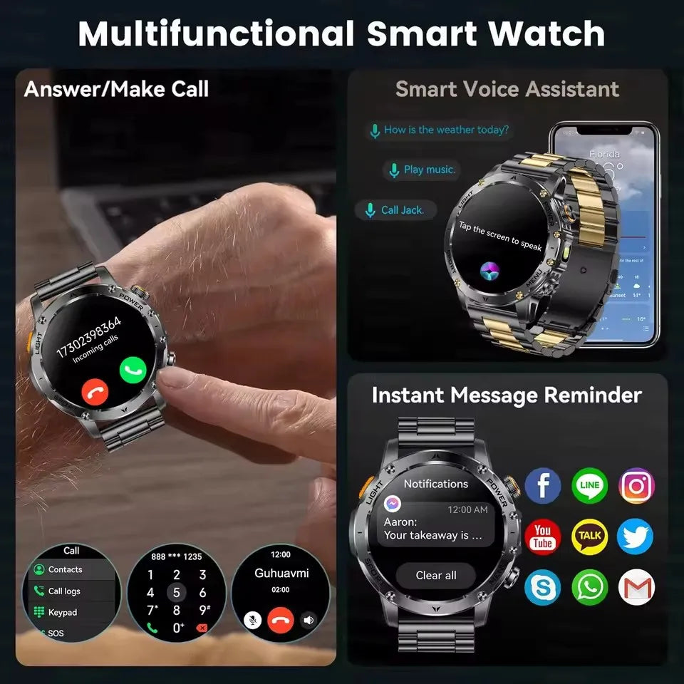 T-Rex 3 Military Grade 1000mAh Battery Smart Watch IP68 Waterproof GPS Bluetooth call AMOLED HD Men Sports 2025 New Smartwatch