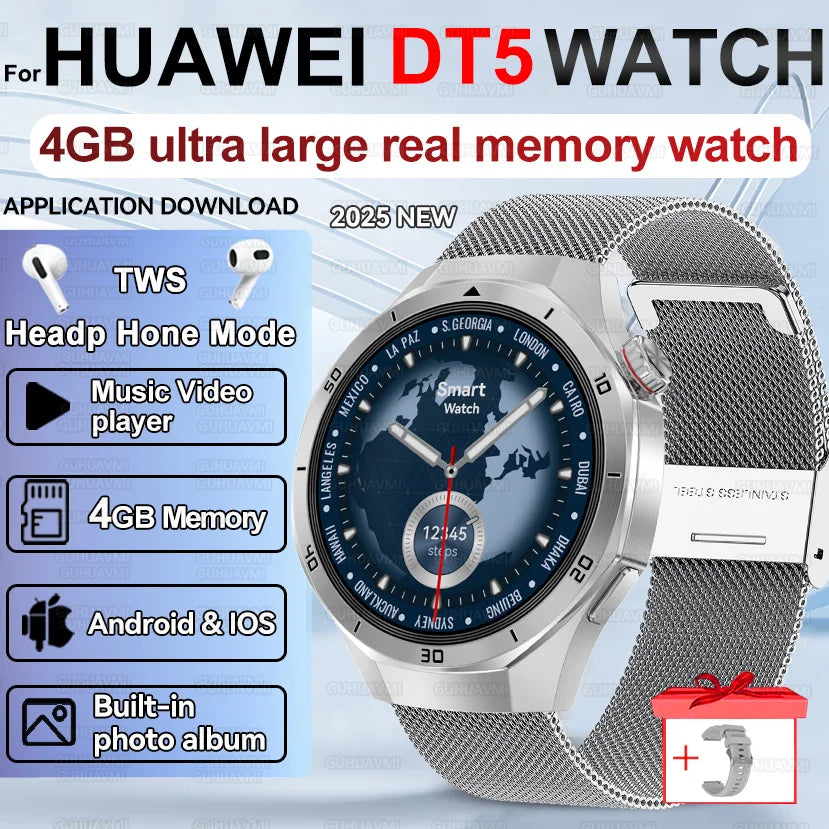 2025 New Smart Watch Men AMOLED Screen 4GB Memory Music Player GPS Sports Fitness Tracker IP68 Waterproof Smartwatches