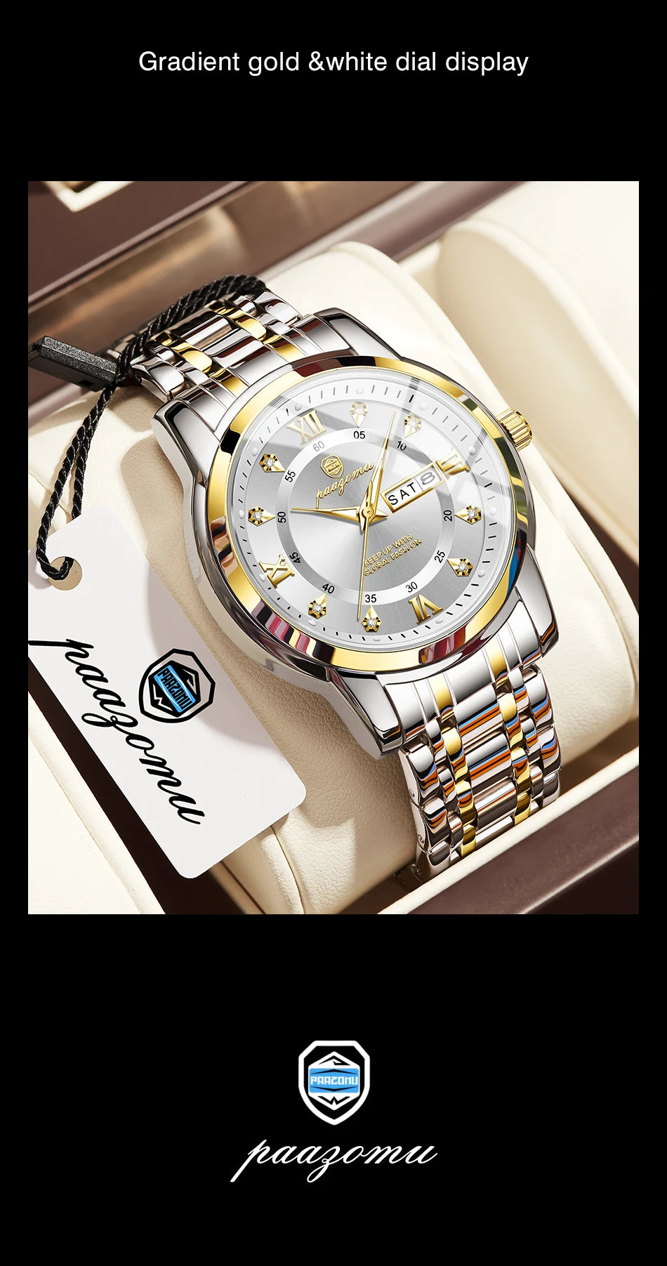 POEDAGAR Business Men Watch Date Week Waterproof Luminous Luxury Man Wristwatch Sports Stainless Steel Men's Quartz Watches Male