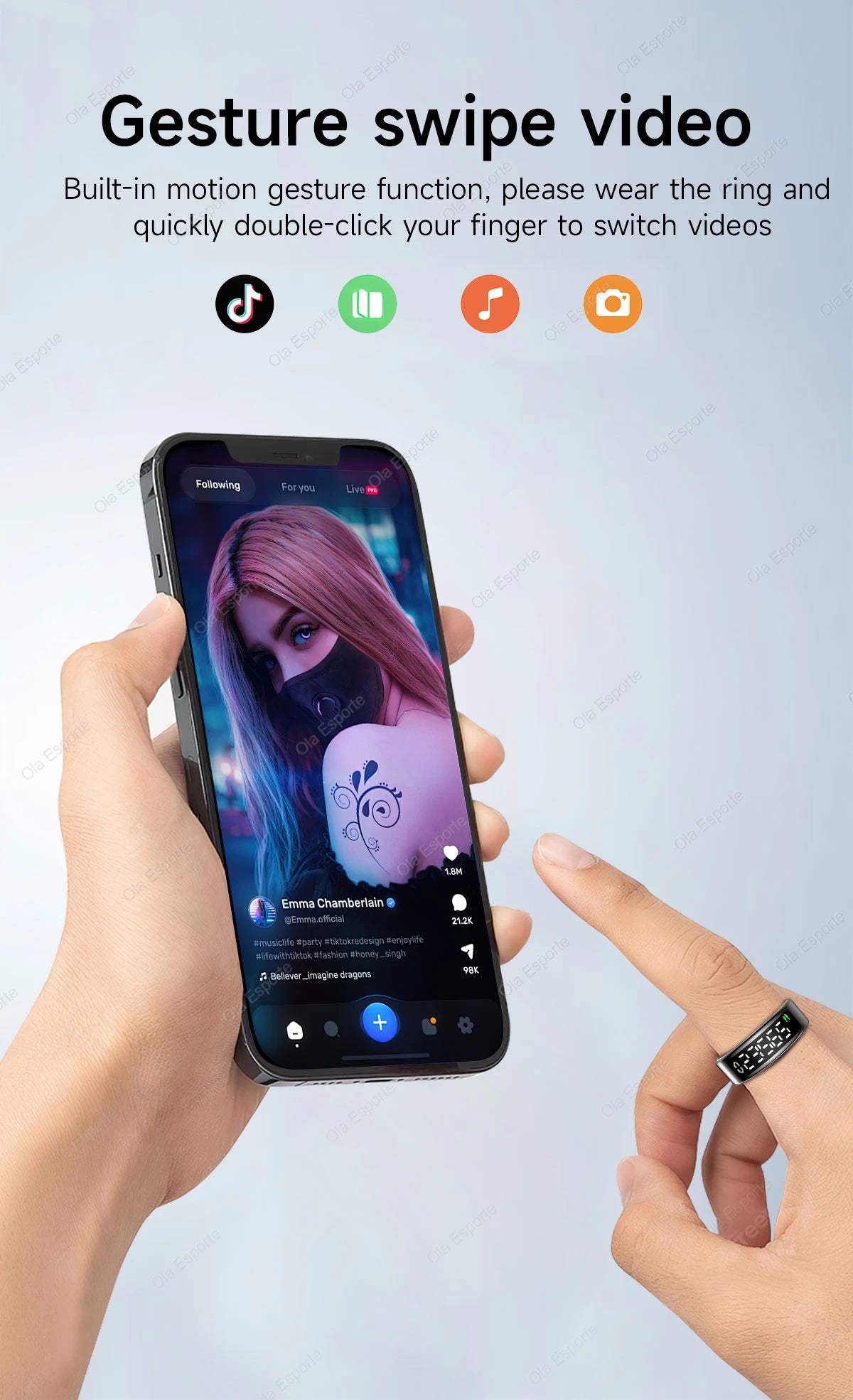 New R12 Wireless Smart Ring Men Women LED Display Screen Heart Rate Blood Oxygen Health Monitor Sport 5ATM Waterproof Smartring