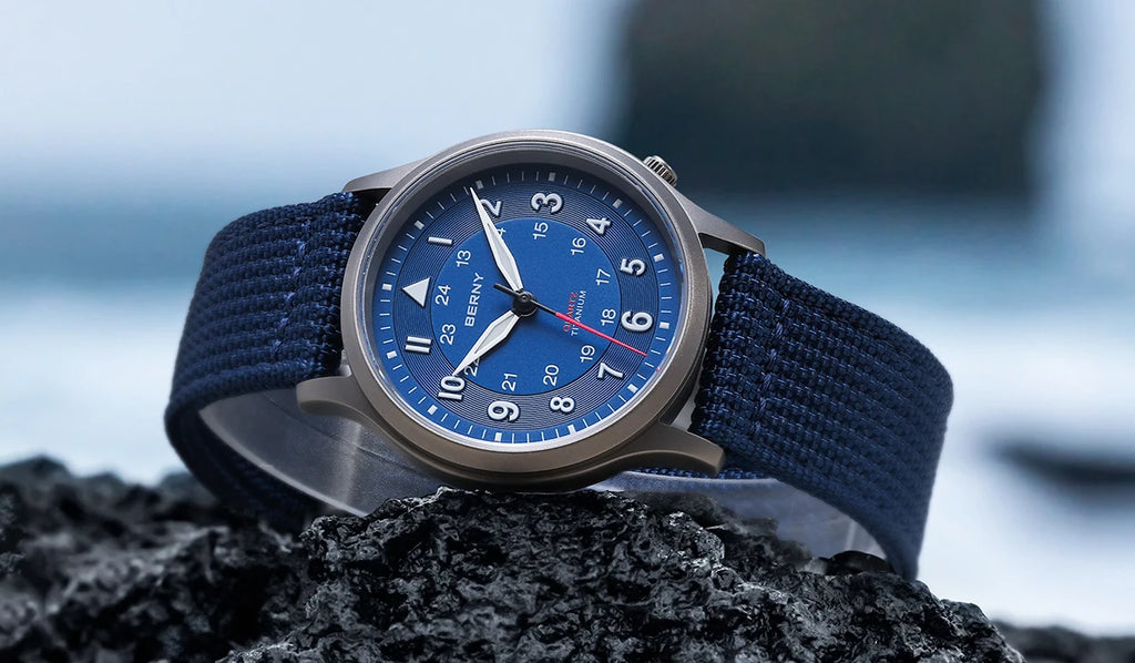 BERNY Titanium Watches for Men Super Luminous Sapphire Field Pilot Men's Watch Outdoor Quartz Wristwatch Lightweight 5ATM