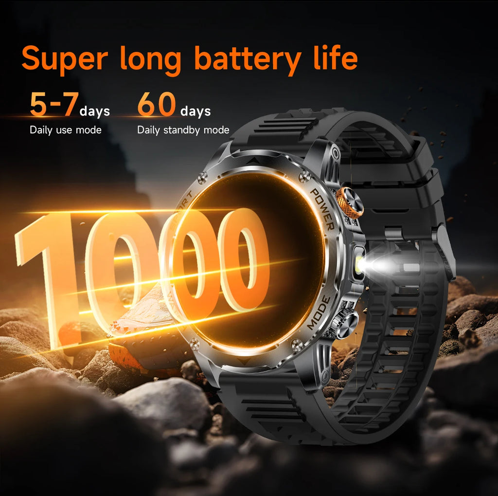LIGE New Smart Watch Men 1000mAh Large Capacity Battery Outdoor Flashlight Bluetooth Call Waterproof Sport Fitness Smartwatch