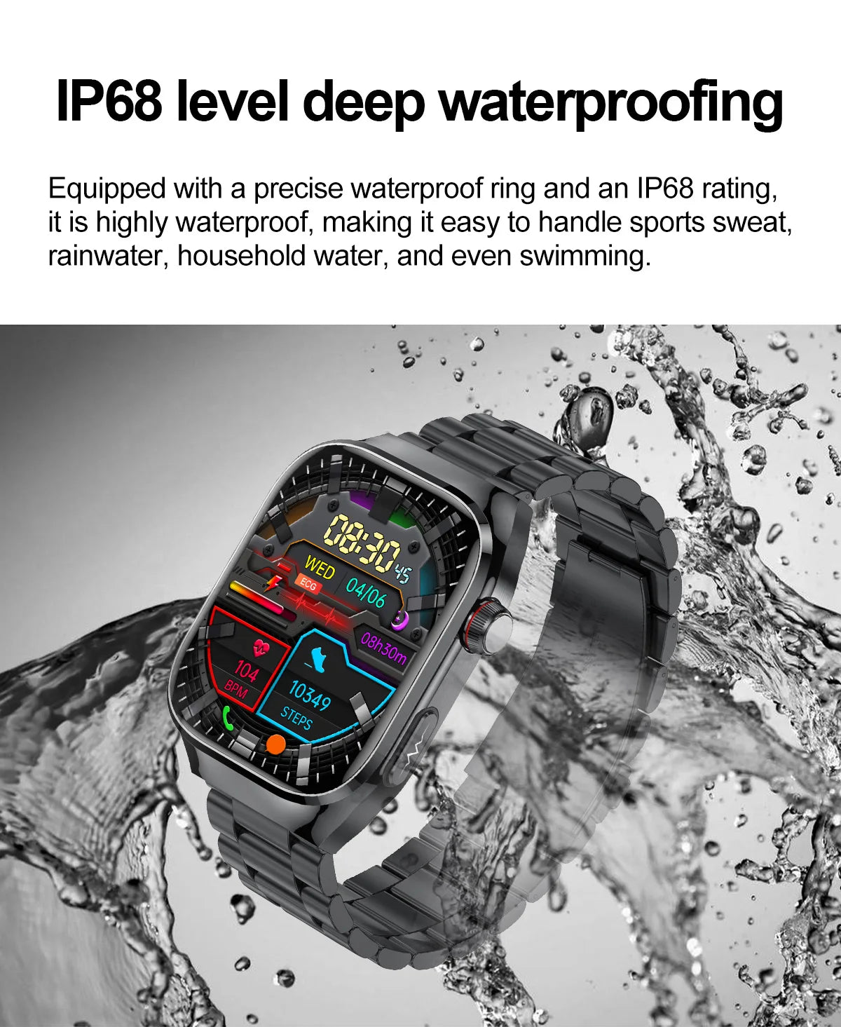 New Blood Pressure Uric Acid Body Fat Smartwatch Micro Physical Examination Five Organ Health Watches Bluetooth Call Smart Watch