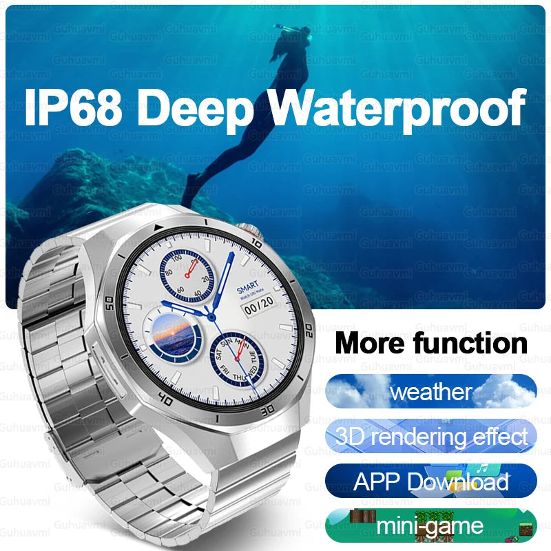 2025 New Smart Watch Men AMOLED Screen 4GB Memory Music Player GPS Sports Fitness Tracker IP68 Waterproof Smartwatches