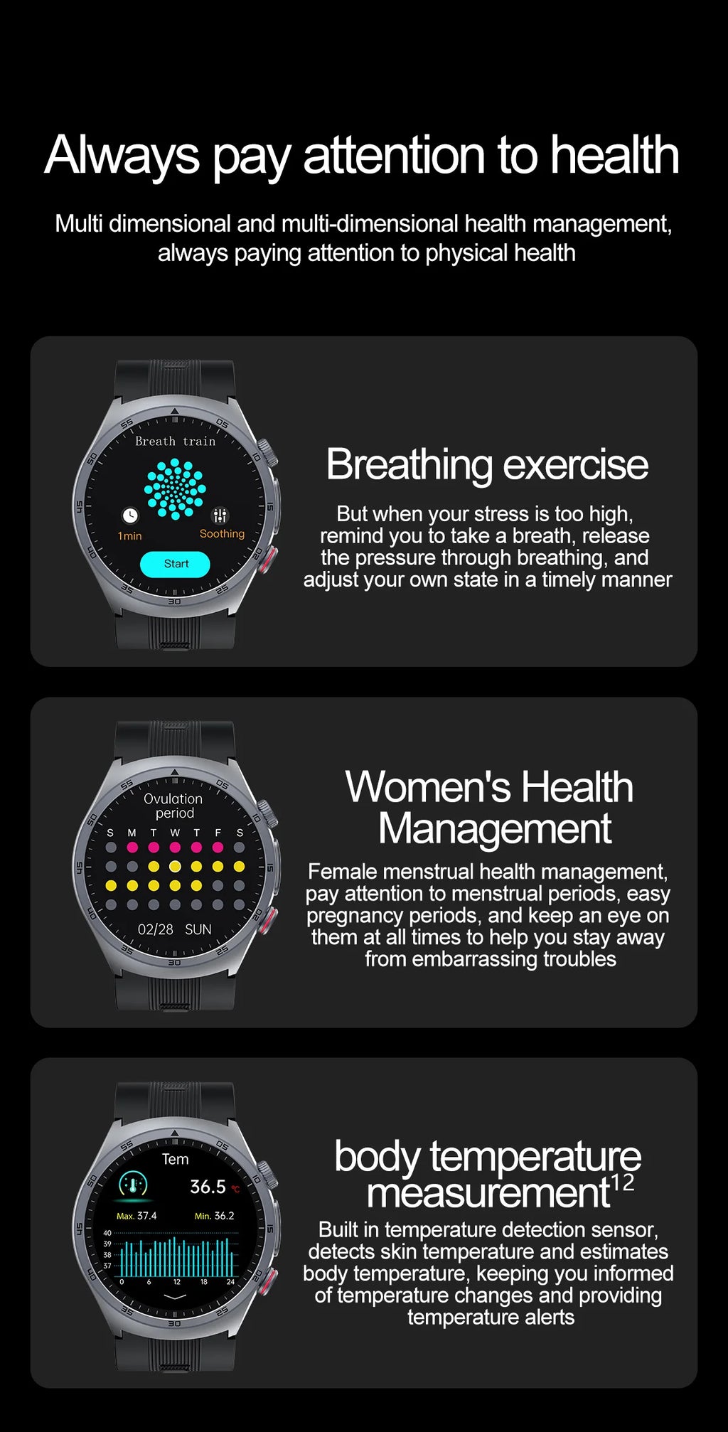 Airbag Smart Watch For huawei 2025 New health watch mens air Pump True Accurately Blood Pressure watches Uric Acid Blood Lipids