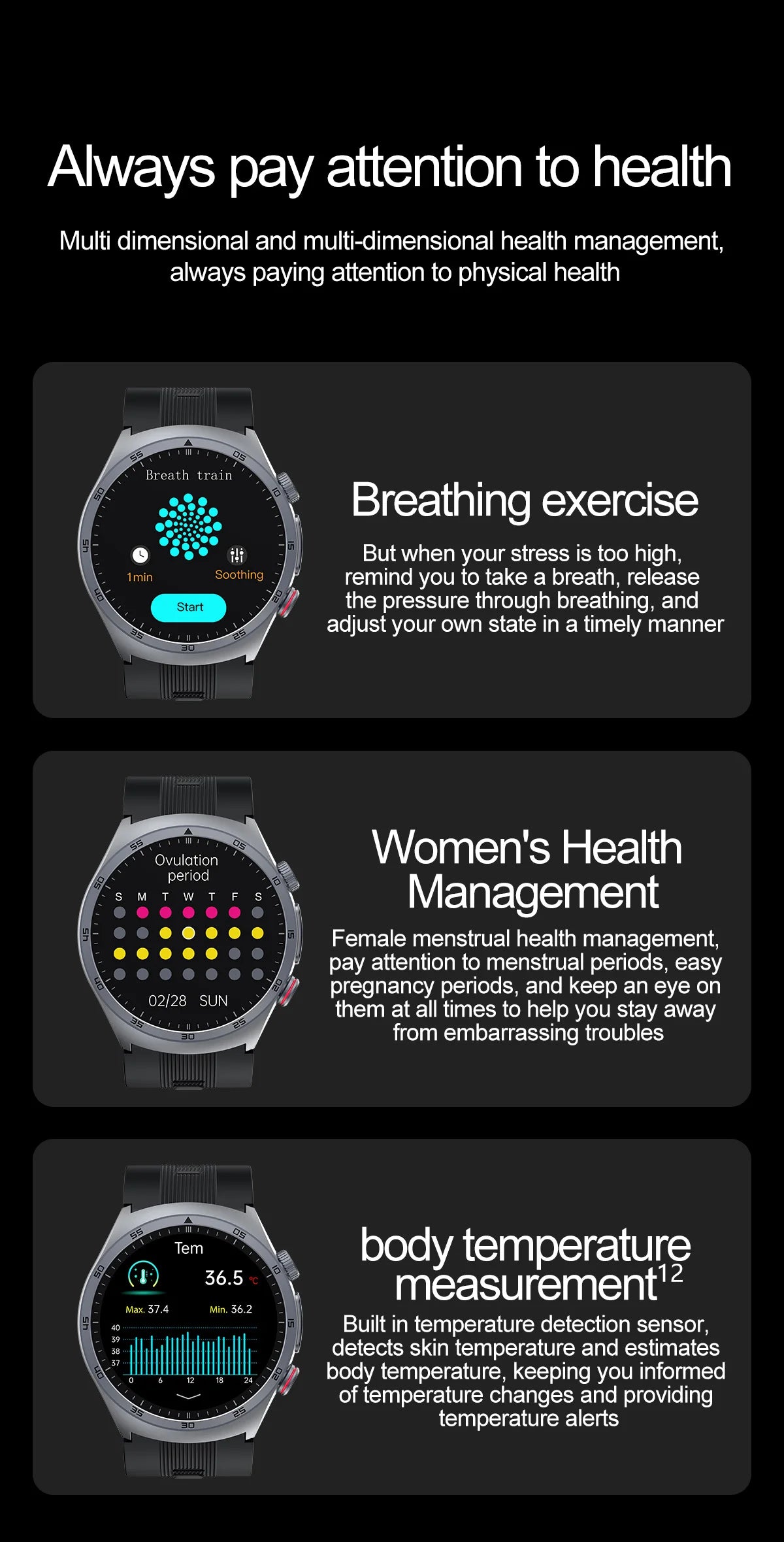 Airbag Smart Watch For huawei 2025 New health watch mens air Pump True Accurately Blood Pressure watches Uric Acid Blood Lipids