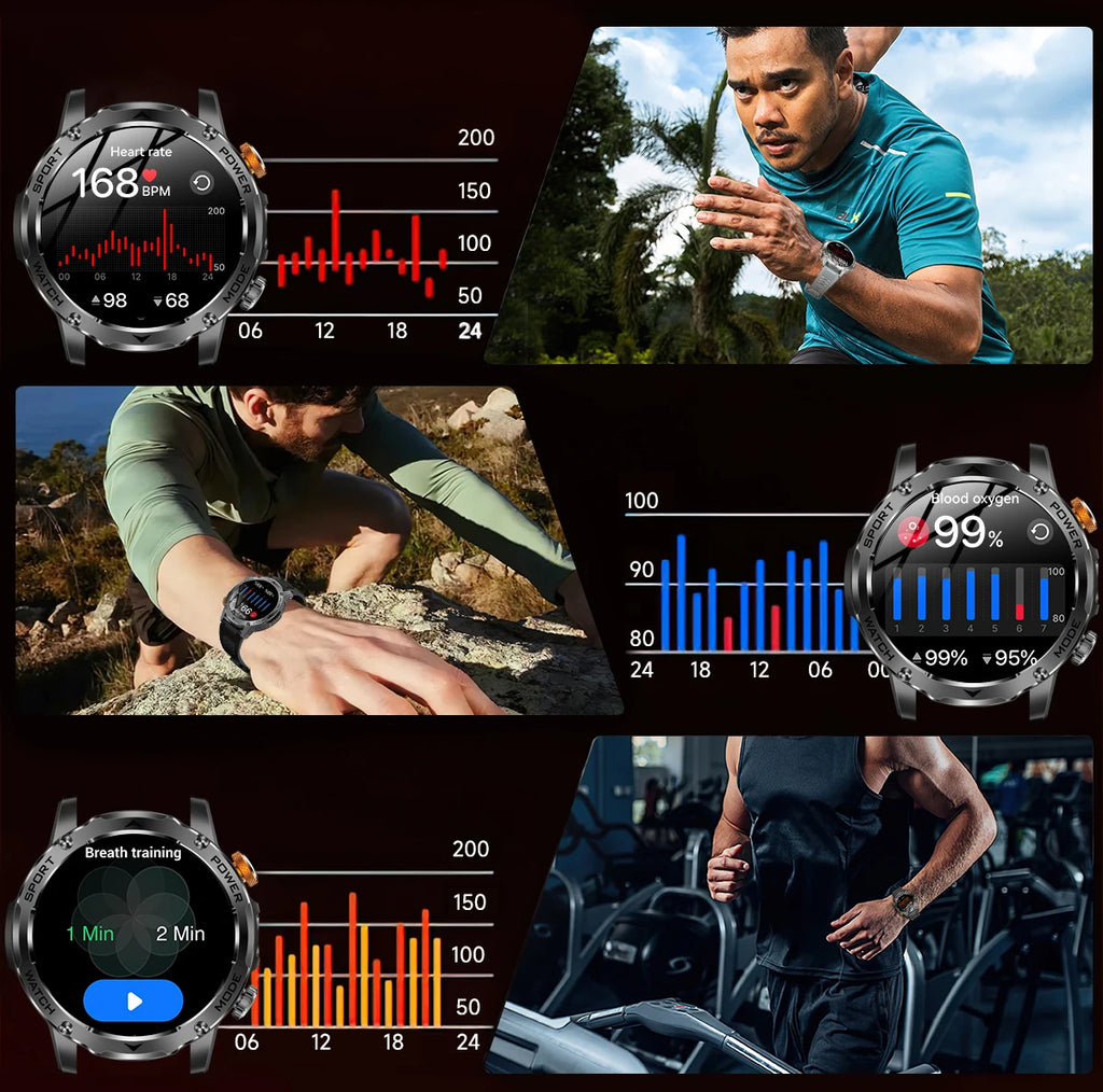 LIGE New Smart Watch Men 1000mAh Large Capacity Battery Outdoor Flashlight Bluetooth Call Waterproof Sport Fitness Smartwatch