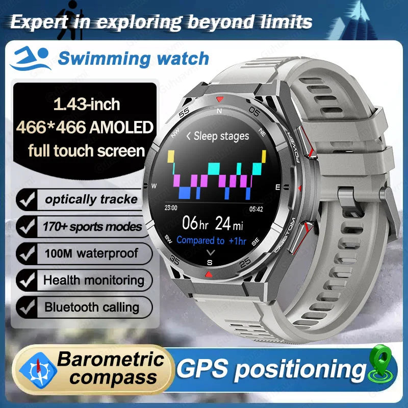 New Dual-band GPS 170+Sport SmartWatch Compass IP69 Professional Waterproof Swim Bluetooth Call Smart Watches For Man Women 2025