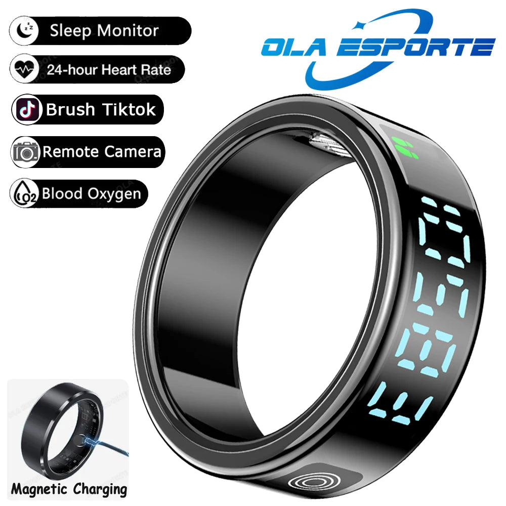2025 New SR08 Smart Ring Men Women LED Display Screen Heart Rate Blood Oxygen Monitoring 5ATM Waterproof Multi Sports Modes Gift