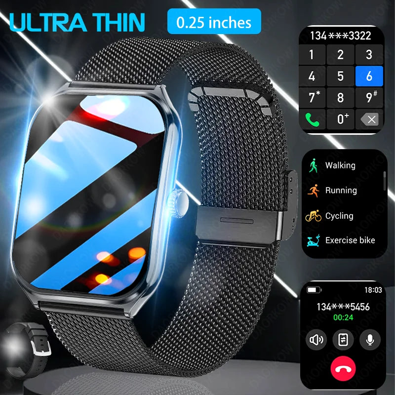 2025 Slim men's and women's smartwatch 1.96-inch AMOLED HD screen Motion track Bluetooth call IP67 waterproof for Huawei Xiaomi