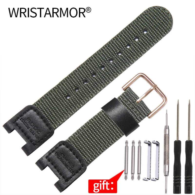 Leather Strap for Casio SGW-100 SGW100 SGW200 GW-3500B/3000B  Nylon Canvas Band Stainless Steel Buckle Watch Accessories