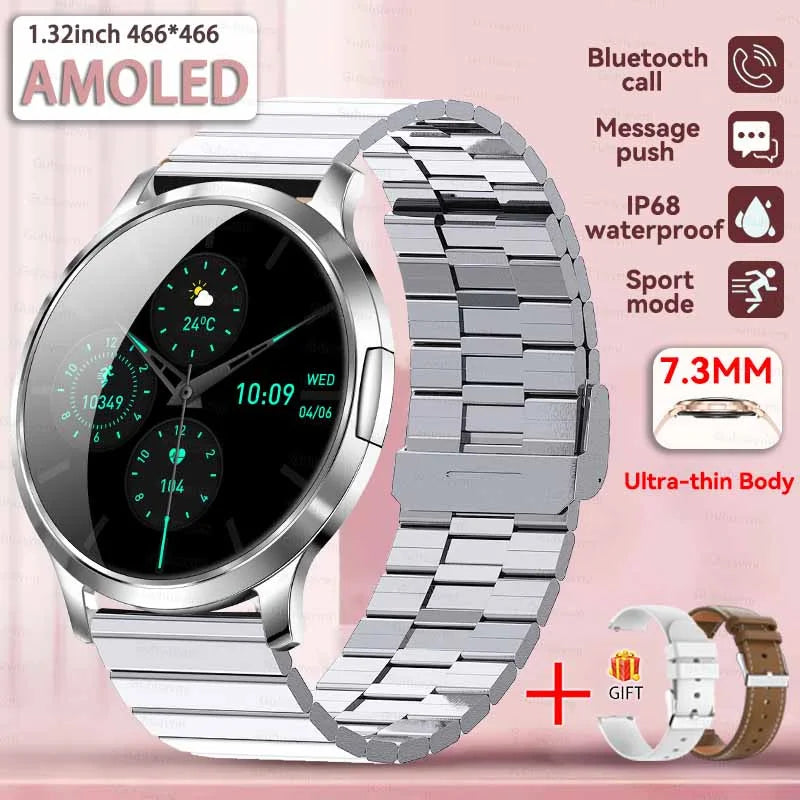 New Smart Watch Women 1.32"Ultra-thin AMOLED HD Screen Sport Fitness Bracelet Custom Watch Face Bluetooth Call Luxury Smartwatch