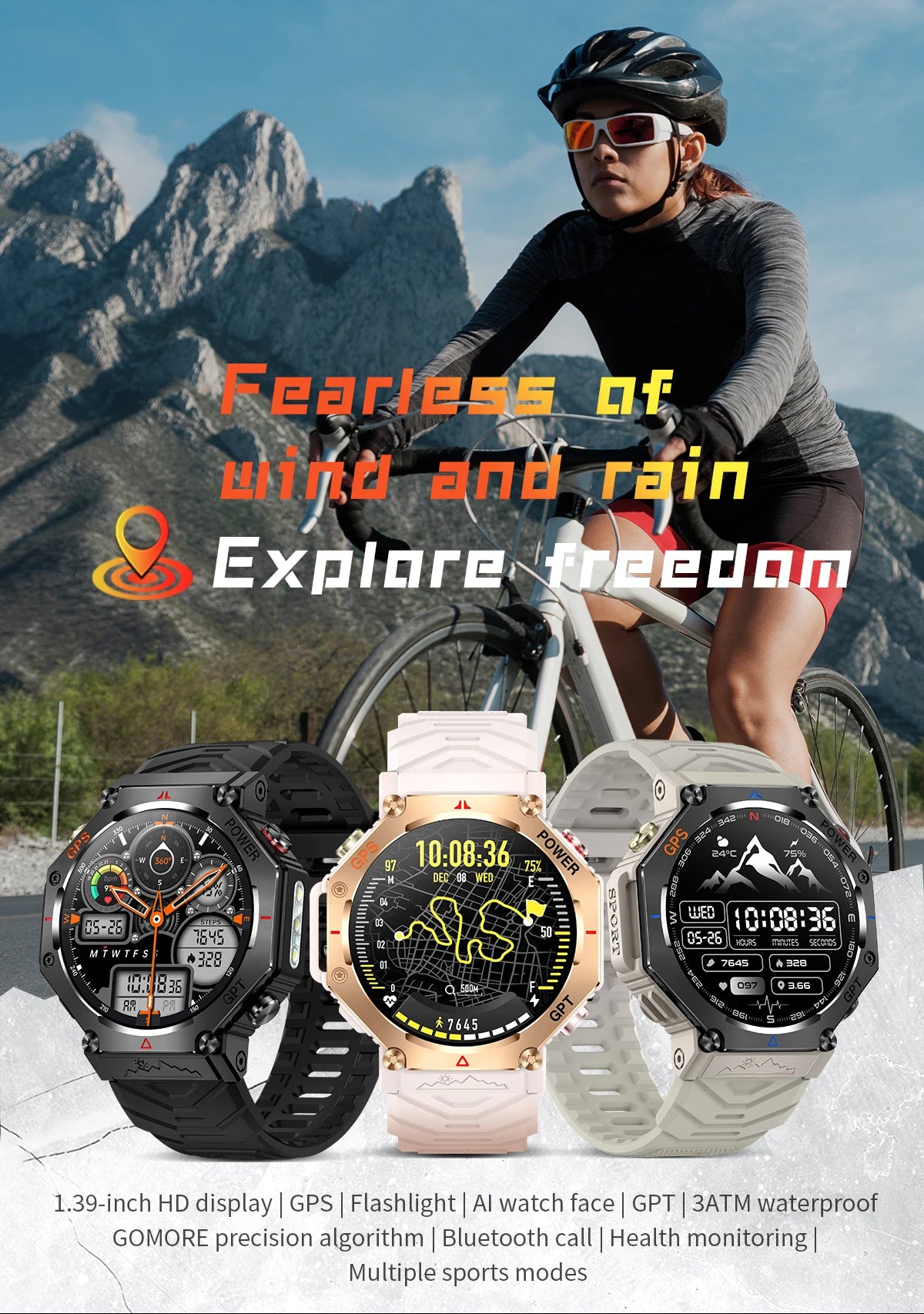 2025New T-Rex 3Ultra Outdoors GPS Smart Watch 10ATM IP68 Waterproof Tactical Flashlight Compass Outdoor sport high-end watch Men