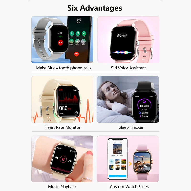 Sport Smart Watch Fitness Clock Health Monitor Waterproof Smartwatch Bluetooth Call Watches for Men Women IOS Xiaomi Huawei 2025