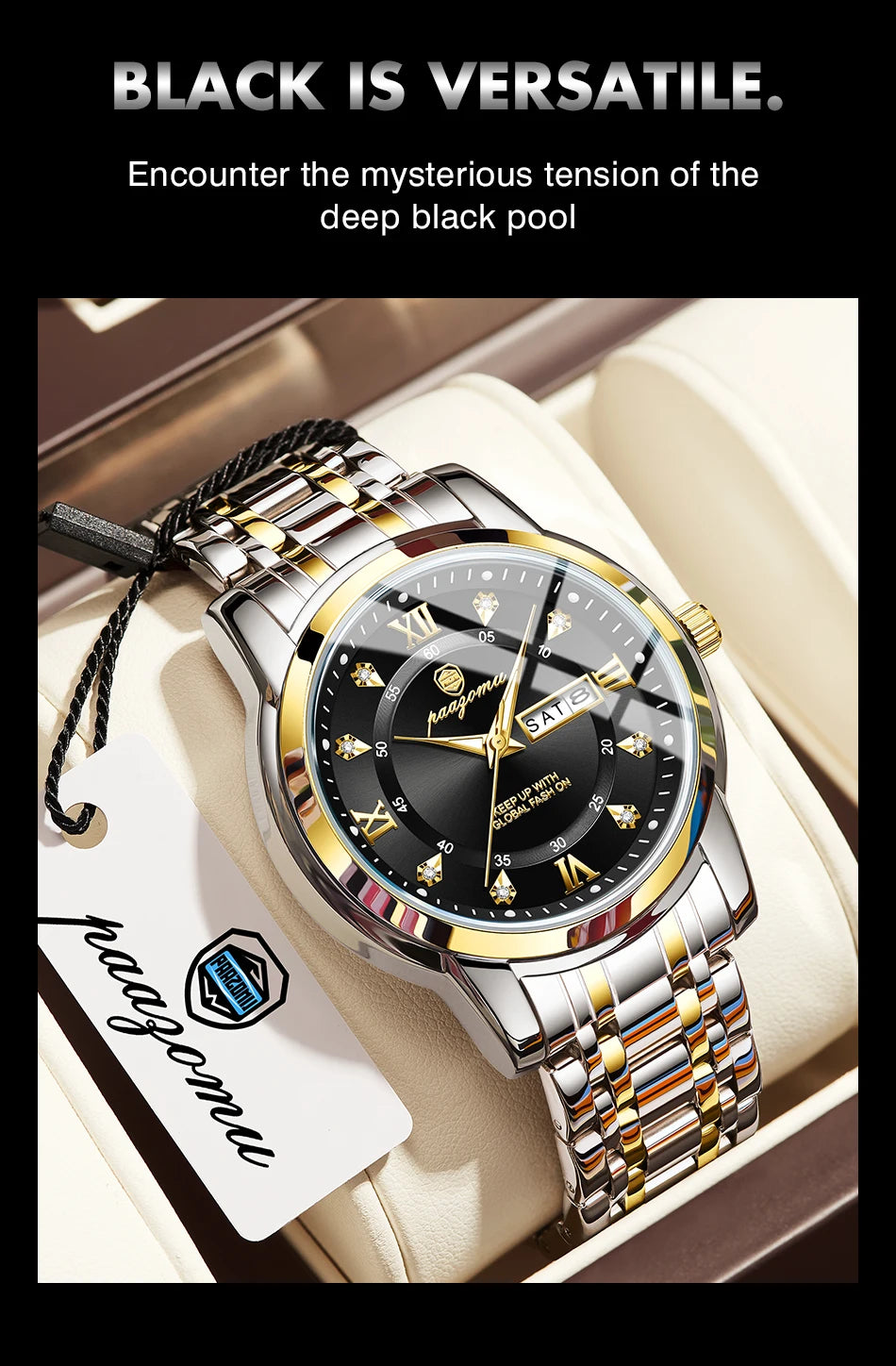 POEDAGAR Business Men Watch Date Week Waterproof Luminous Luxury Man Wristwatch Sports Stainless Steel Men's Quartz Watches Male