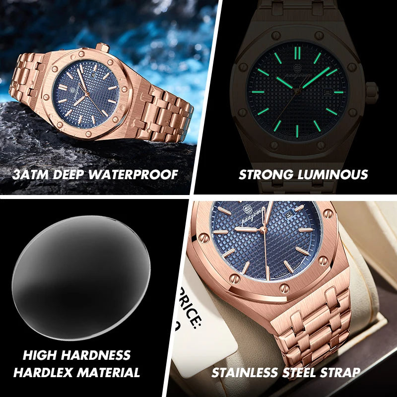PAAZOMU Top Luxury Man Watch Waterproof Luminous Date Men Watch Stainless Steel Male Clock Sport Fashion Men's Quartz Watches