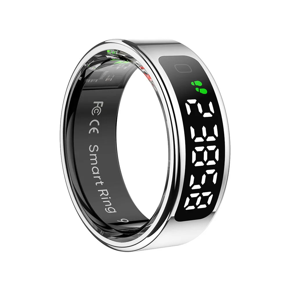 Fashion Smart Ring with Display Screen and Touch, Wireless Charging, Health Manager, IP68 5ATM Waterproof For Men Women 2025 New