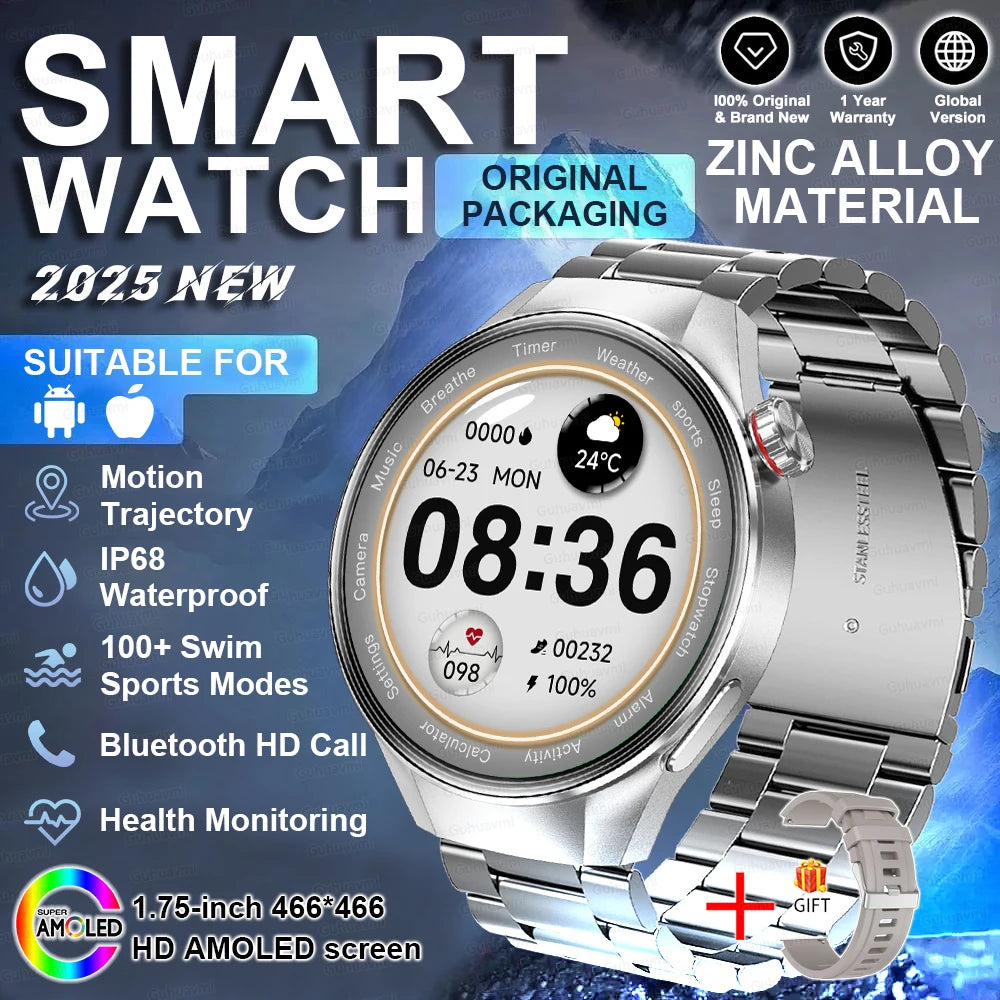 2025 New Watch G5 PlUS Smart Watch Men 1.75" HD AMOLED Screen GPS Track Heart Rate Bluetooth Call Compass SmartWatch
