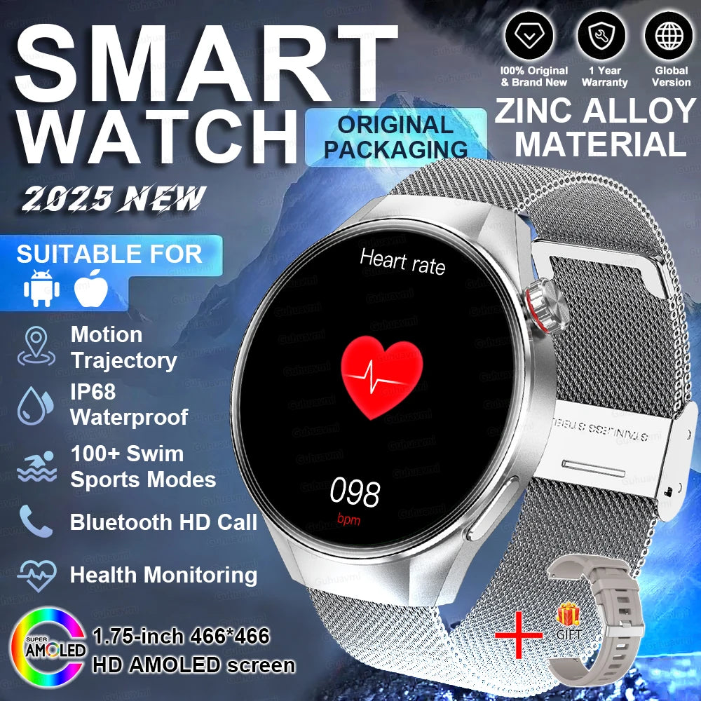 2025 New Watch G5 PlUS Smart Watch Men 1.75" HD AMOLED Screen GPS Track Heart Rate Bluetooth Call Compass SmartWatch
