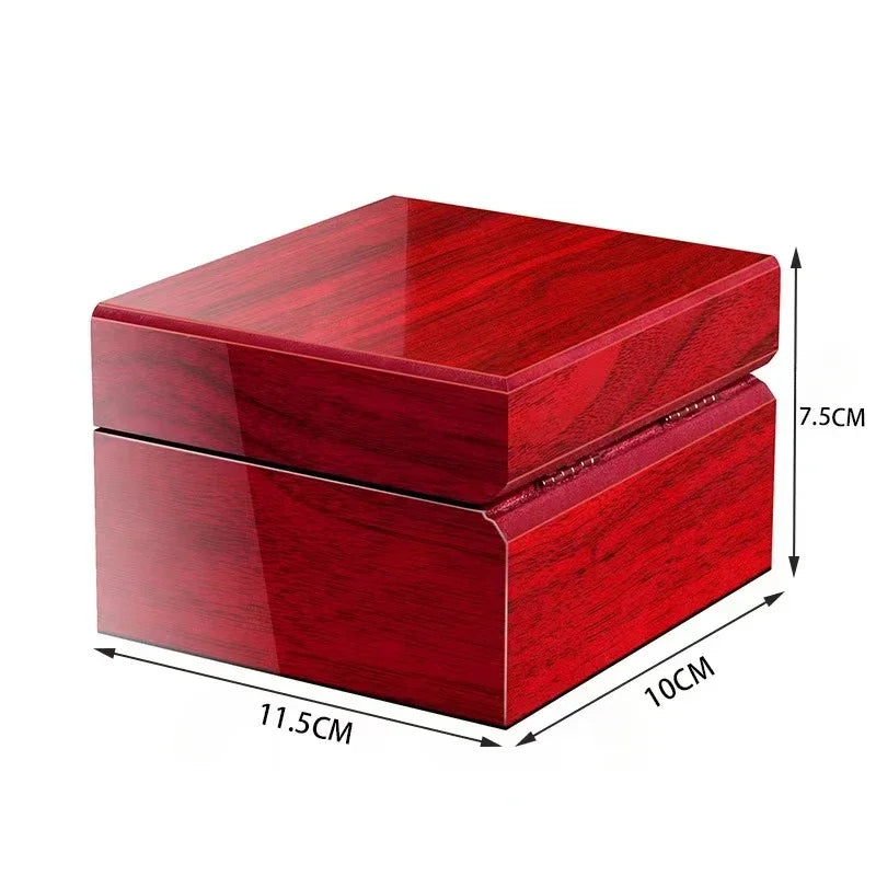 High-end Red Wooden Matte Red Watch Packaging Box Atmospheric Flip-Top Jewelry Watch Box Suitable for NH35 NH36 Watch Box Case
