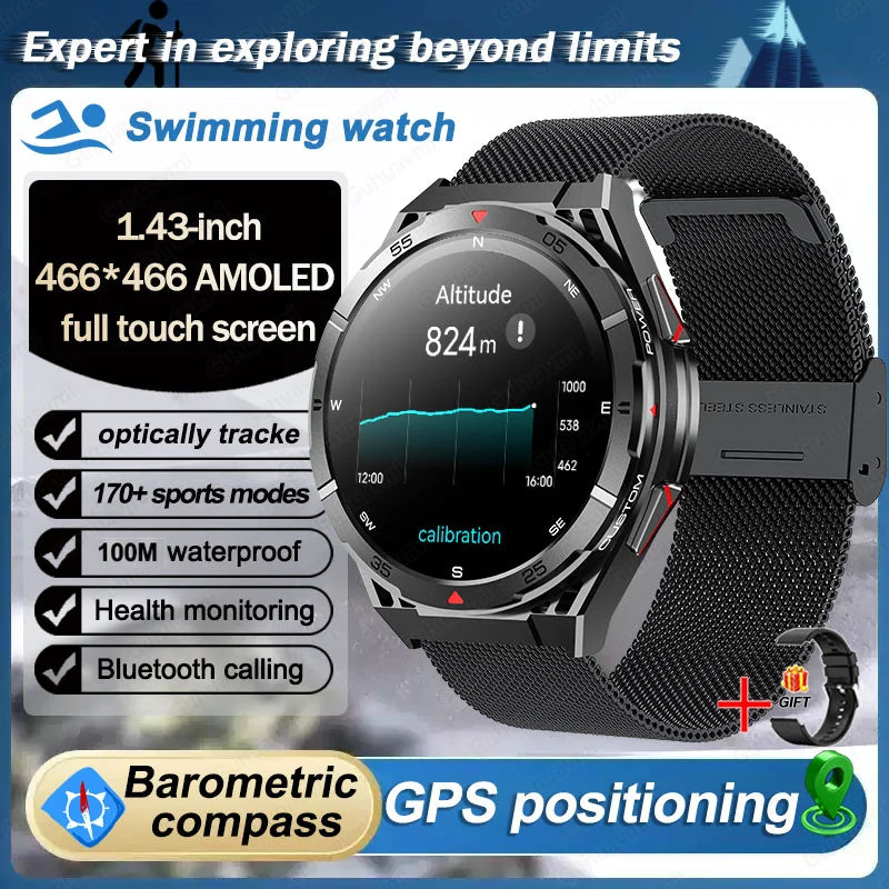 New Dual-band GPS 170+Sport SmartWatch Compass IP69 Professional Waterproof Swim Bluetooth Call Smart Watches For Man Women 2025