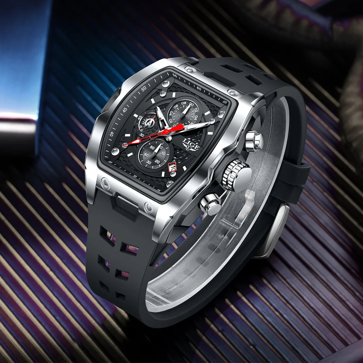 LIGE Silicone Watch Fashion Military Sports Waterproof Quartz Watches Calendar Luminous Men's Watch Chronograph Watches for Man