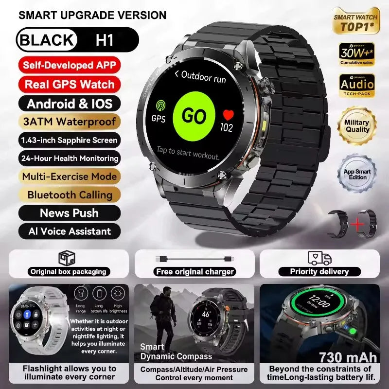 2025 New For Xiaomi IOS Ultra GPS Smart Watch 10ATM Waterproof Built-in Dual-band GNSS Compass Military Sport Men SWIM Bracelet