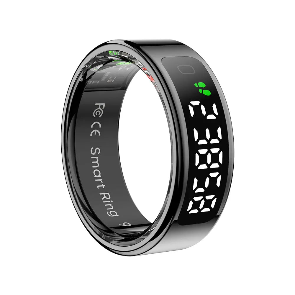 Fashion Smart Ring with Display Screen and Touch, Wireless Charging, Health Manager, IP68 5ATM Waterproof For Men Women 2025 New