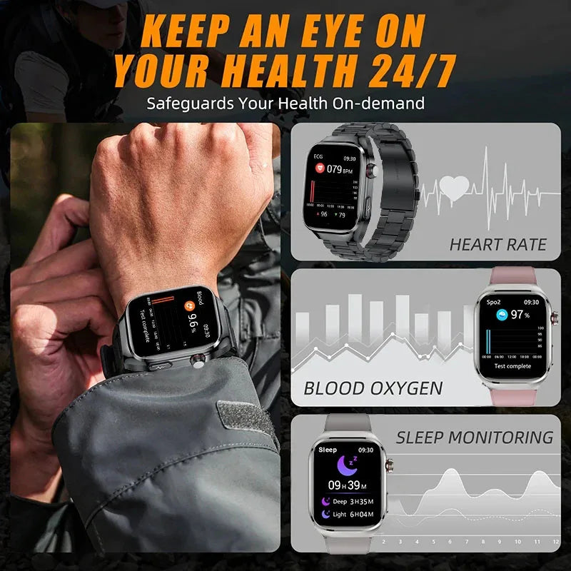 New Blood Pressure Uric Acid Body Fat Smartwatch Micro Physical Examination Five Organ Health Watches Bluetooth Call Smart Watch