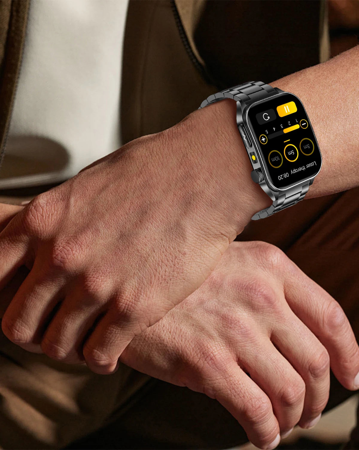 2025 New Laser therapy+ECG+HRV High-end Health Watch Men Body analysis Blood pressure lipids Uric acid Health Tracker Smartwatch