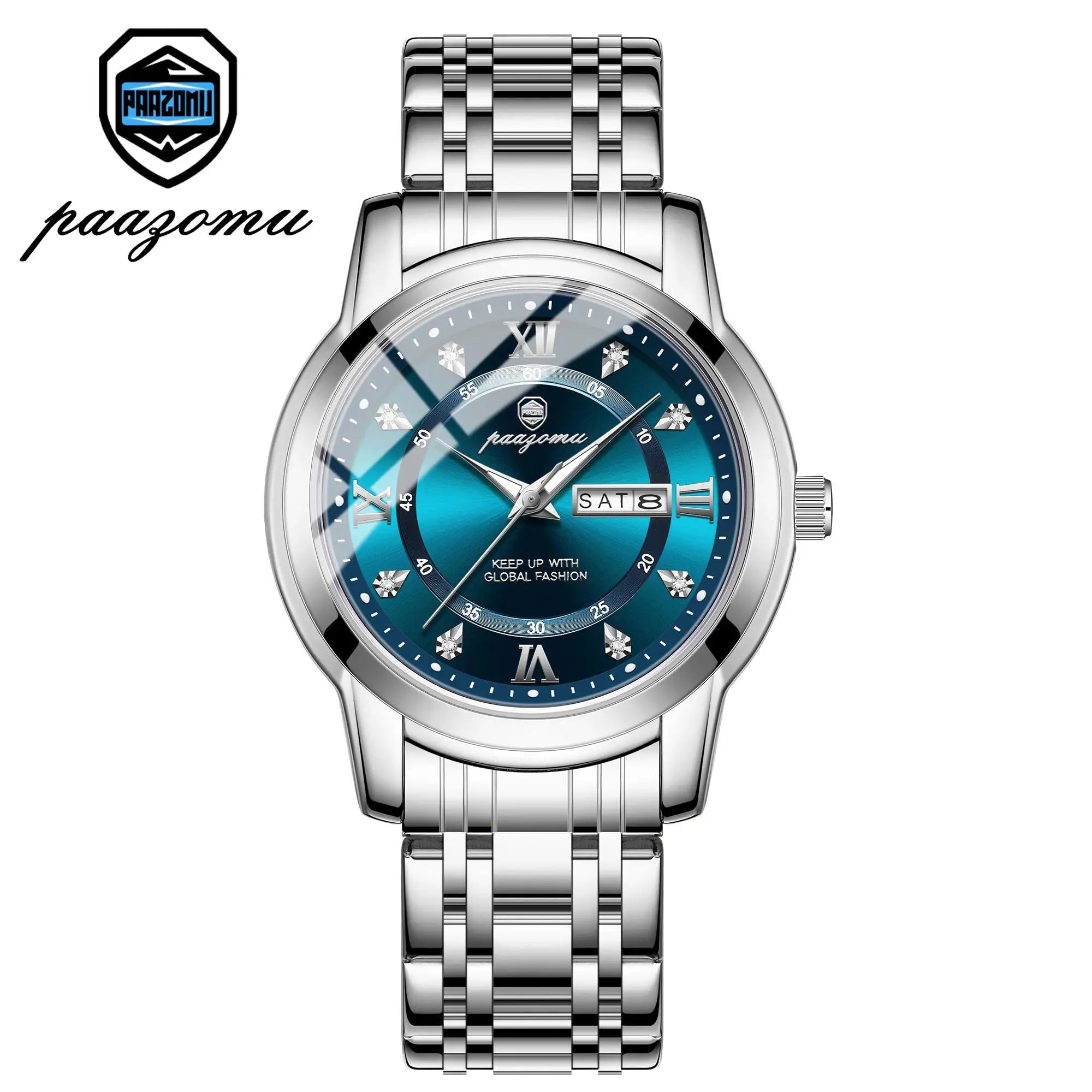 POEDAGAR Business Men Watch Date Week Waterproof Luminous Luxury Man Wristwatch Sports Stainless Steel Men's Quartz Watches Male