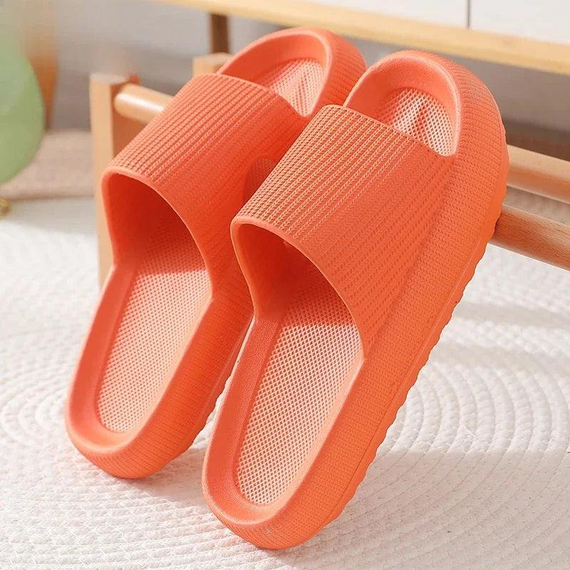 EVA Beach Slippers Thick Sole 4cm Cloud-Like Comfort Home Use Couple Height Increasing Indoor Solid Color Summer Sandals