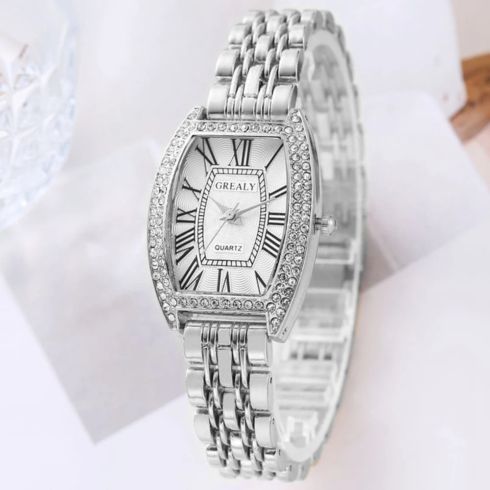 New Women Watch Luxury Rhinestone Watch Fashion Casual Watch Roman Scale Women Quartz Wristwatch Ladies Clock Relogio Feminino