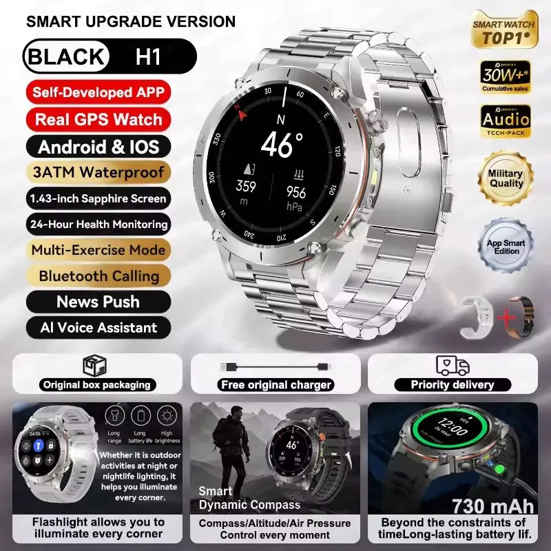 2025 New For Xiaomi IOS Ultra GPS Smart Watch 10ATM Waterproof Built-in Dual-band GNSS Compass Military Sport Men SWIM Bracelet