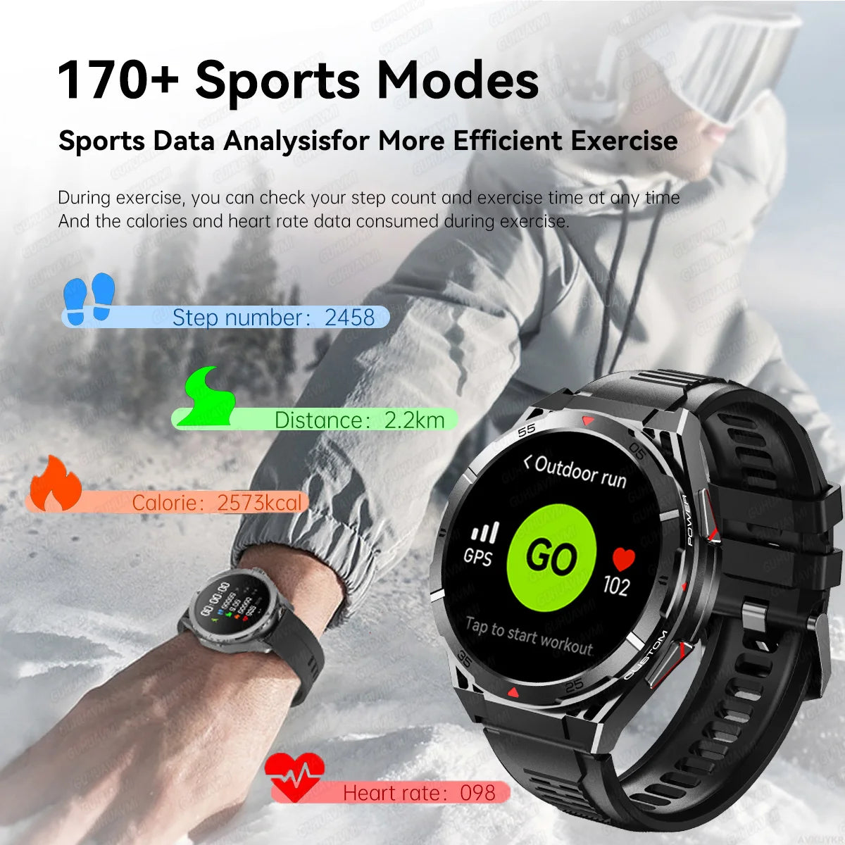 New Dual-band GPS 170+Sport SmartWatch Compass IP69 Professional Waterproof Swim Bluetooth Call Smart Watches For Man Women 2025