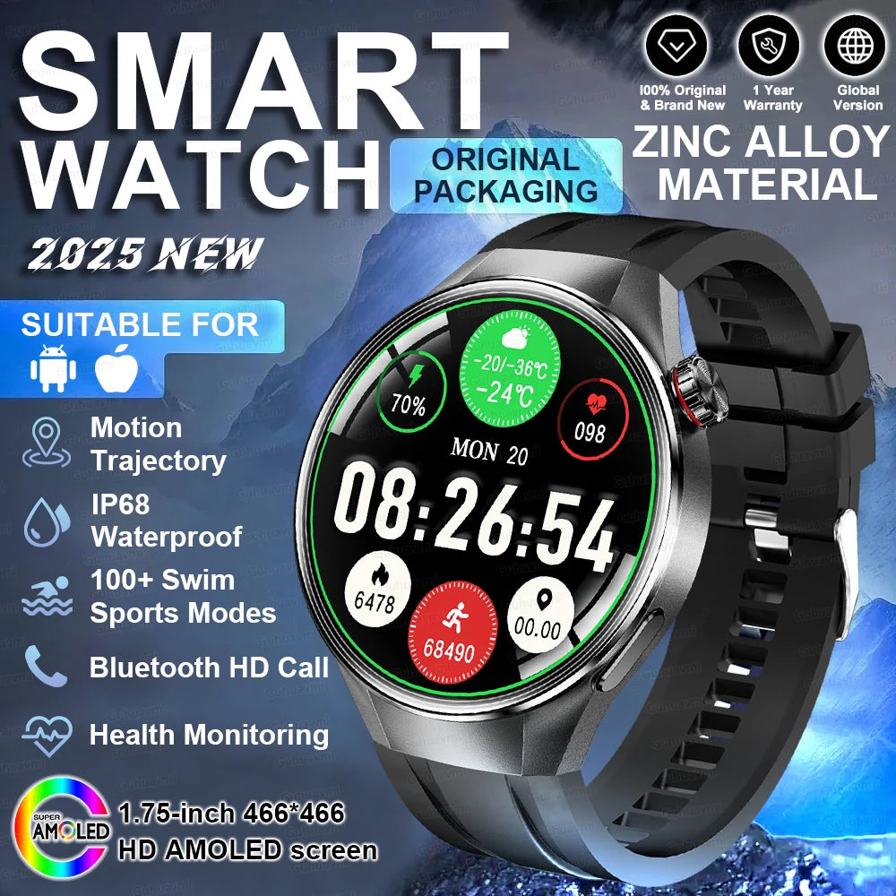 2025 New Watch G5 PlUS Smart Watch Men 1.75" HD AMOLED Screen GPS Track Heart Rate Bluetooth Call Compass SmartWatch