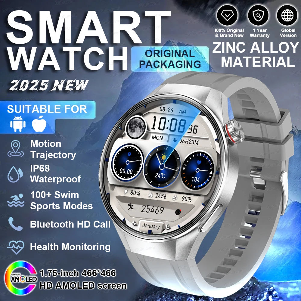 2025 New Watch G5 PlUS Smart Watch Men 1.75" HD AMOLED Screen GPS Track Heart Rate Bluetooth Call Compass SmartWatch