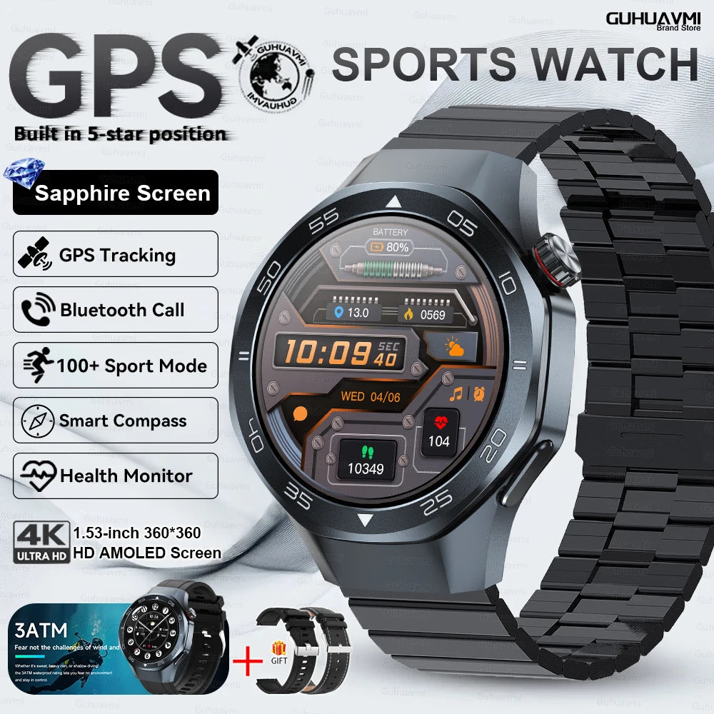 2025 New Watch5 GPS Sports Smart Watch 1.53-inch Sapphire Glass HD Screen Compass Heart Rate Bluetooth Call Smartwatch Men Women