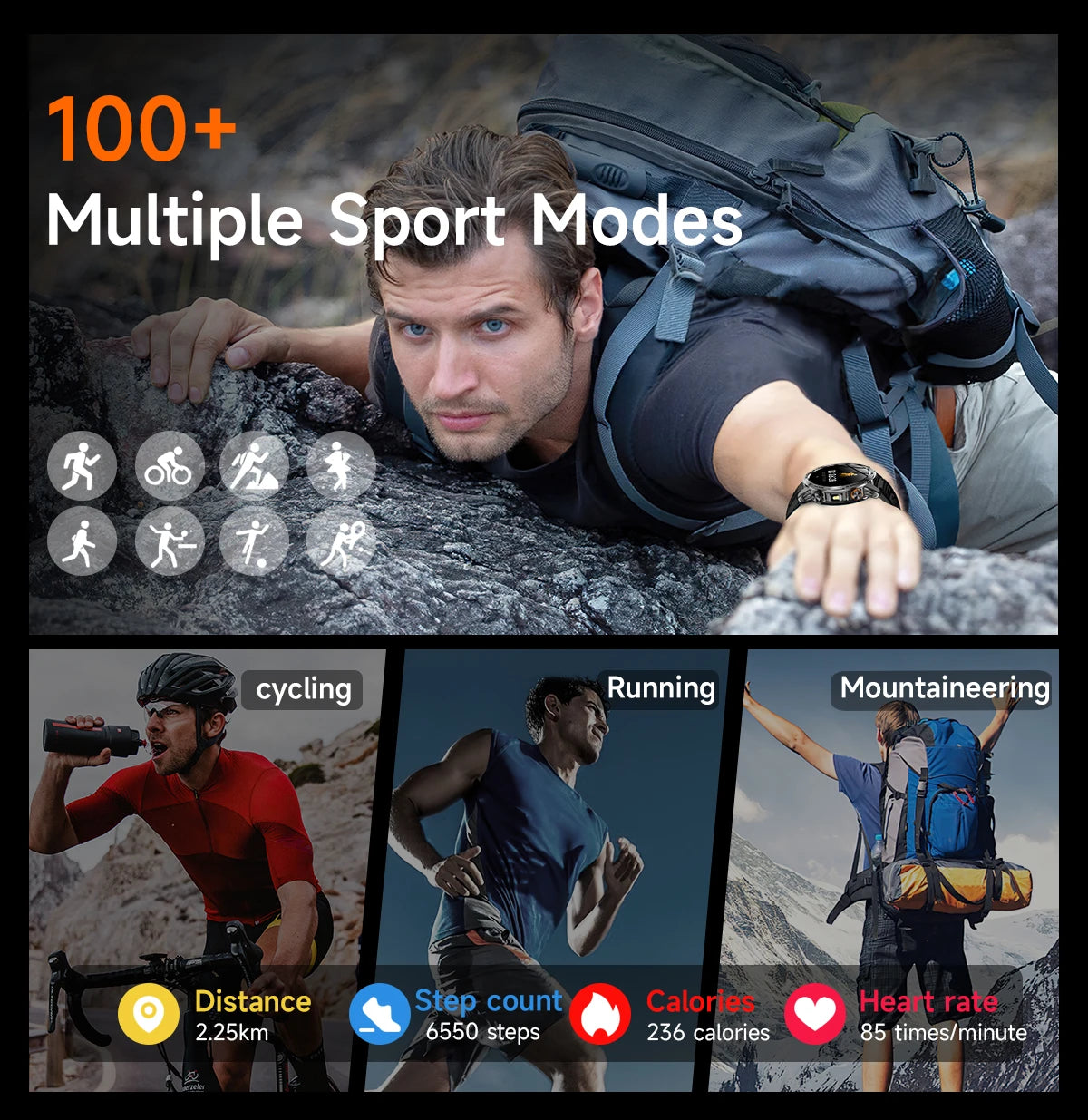 LIGE New Smart Watch Men 1000mAh Large Capacity Battery Outdoor Flashlight Bluetooth Call Waterproof Sport Fitness Smartwatch