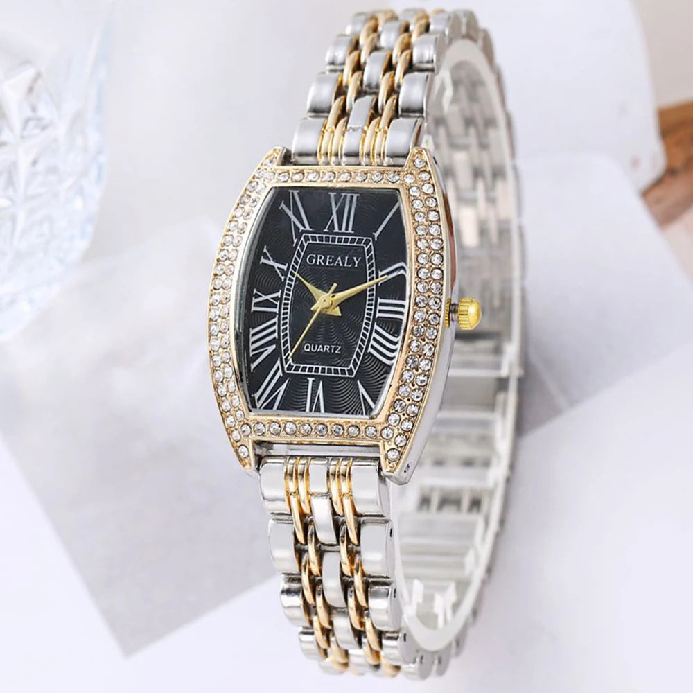 New Women Watch Luxury Rhinestone Watch Fashion Casual Watch Roman Scale Women Quartz Wristwatch Ladies Clock Relogio Feminino