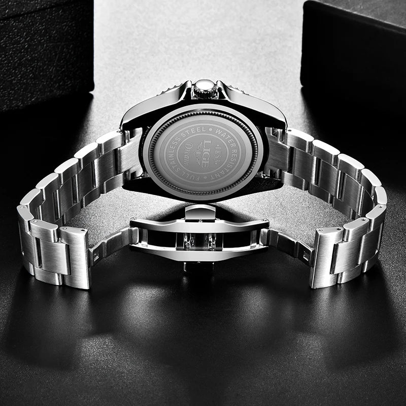 LIGE Top Luxury Watches For Men Fashion 30M Waterproof Luminous Date Quartz Wristwatches Casual Business Mens Watch Roloj Hombre